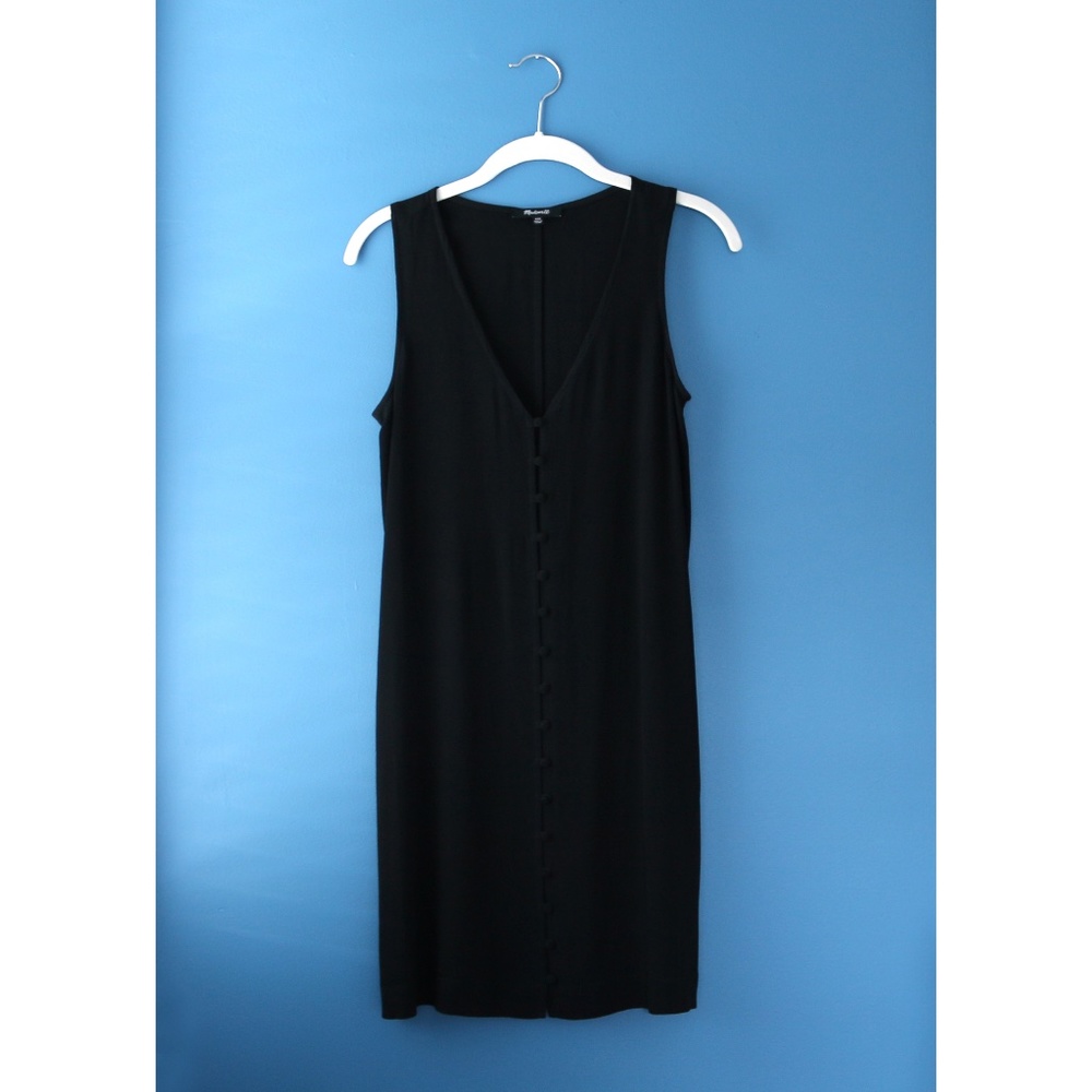Madewell Easy Sleeveless Button Front Black Dress